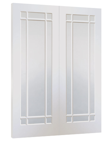 Cheshire Internal White Primed Rebated Door Pair with Clear Glass