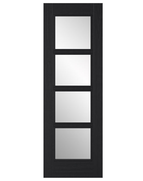 Vancouver Fully Finished Charcoal Black Clear Glazed 4L FD30 Fire Door