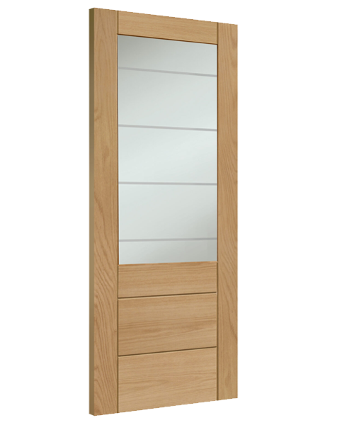 Palermo Essential Fully Finished Oak 2XG with Clear Etched Glass