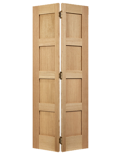 Shaker Unfinished Oak 4 Panel Bi-Fold