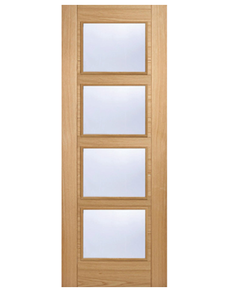 Vancouver Fully Finished Oak Glazed 4L Clear Glazed FD30 Fire Door