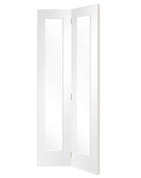 Pattern 10 Bi-Fold Internal White Primed Door with Clear Glass
