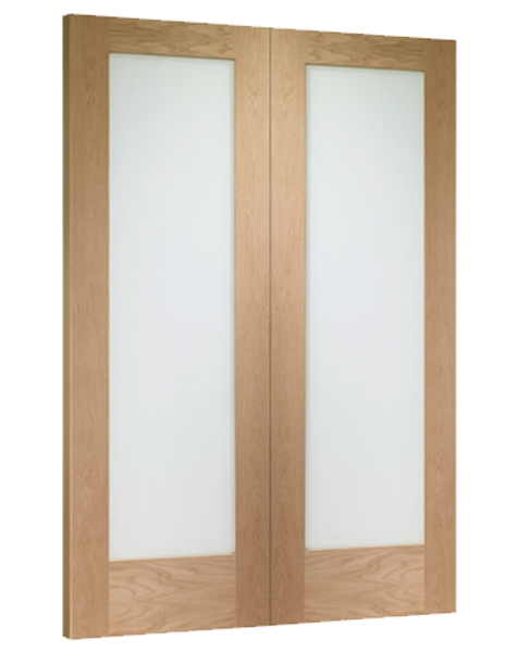 Pattern 10 Unfinished Oak Rebated Door Pair with Clear Glass