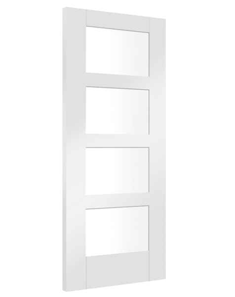 Shaker 4 Light Internal White Primed Door with Clear Glass