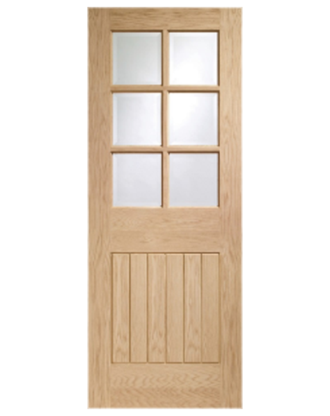 Suffolk Original Unfinished Oak 6 Light with Clear Bevelled Glass