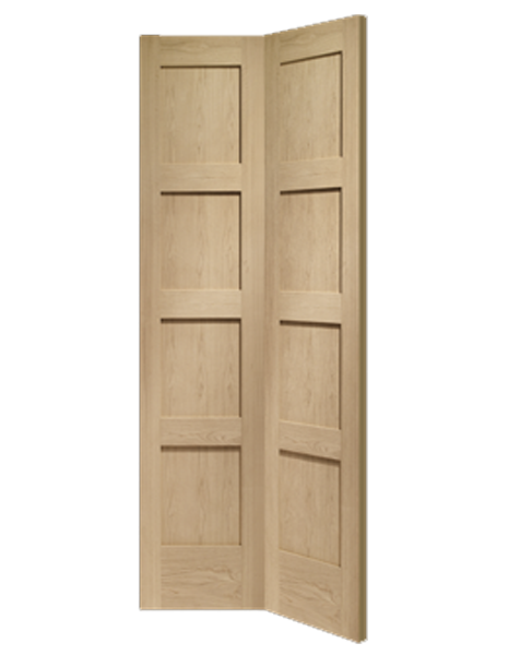 Shaker 4 Panel Bi-Fold Unfinished Oak Door