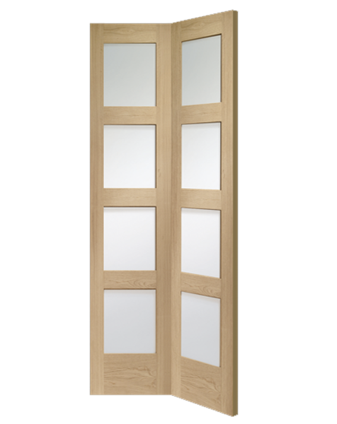 Shaker Bi-Fold Unfinished Oak Door with Clear Glass