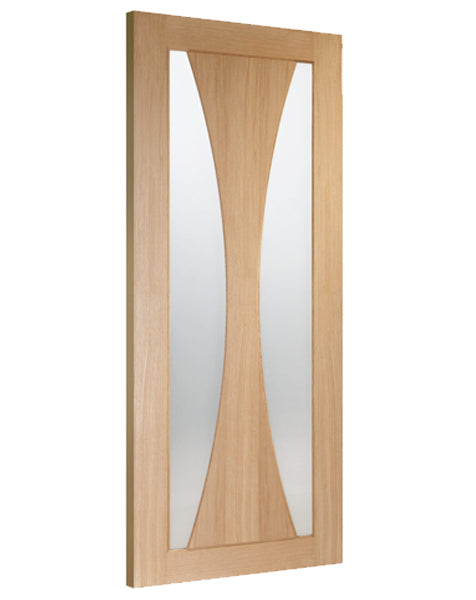 Verona Internal Unfinished Oak FD30 Fire Door with Clear Glass🔥