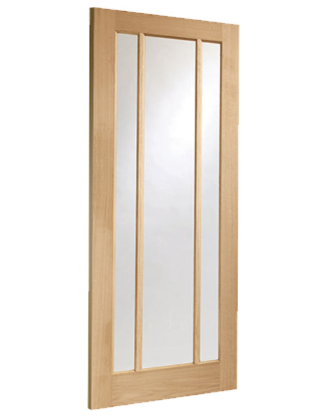 Worcester 3 Light Unfinished Oak FD30 Fire Door with Clear Glass