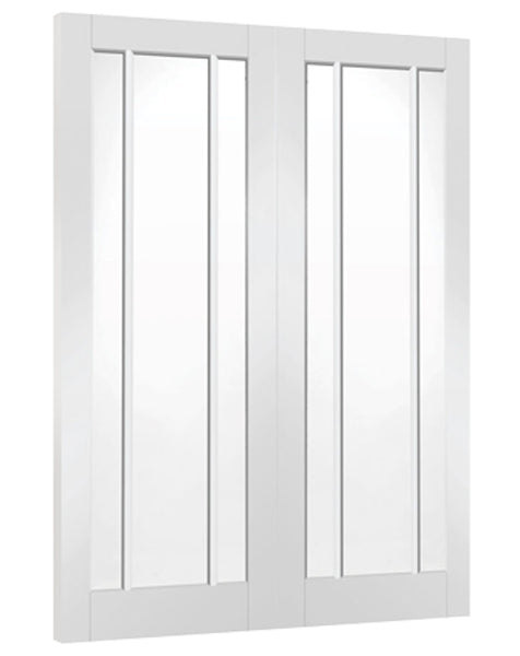 Worcester Internal Rebated White Primed Door Pair with Clear Glass