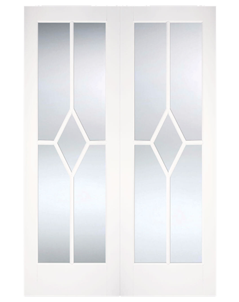 Reims White Primed Clear Glazed Rebated Pair