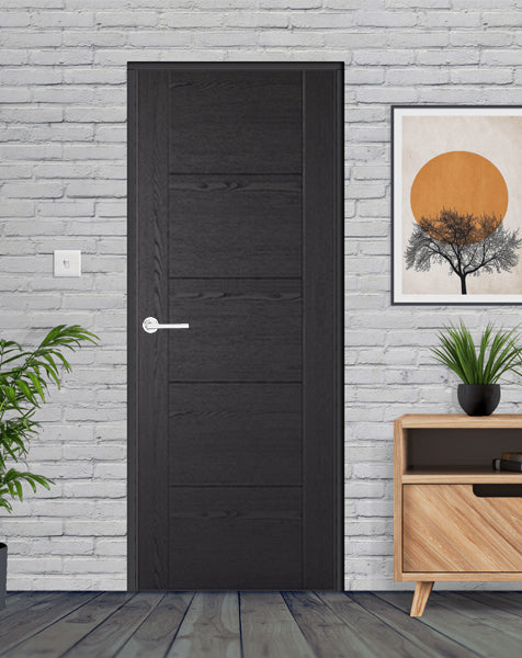 Vancouver 5P Fully Finished Laminated Black Ash FD30 Fire Door🔥