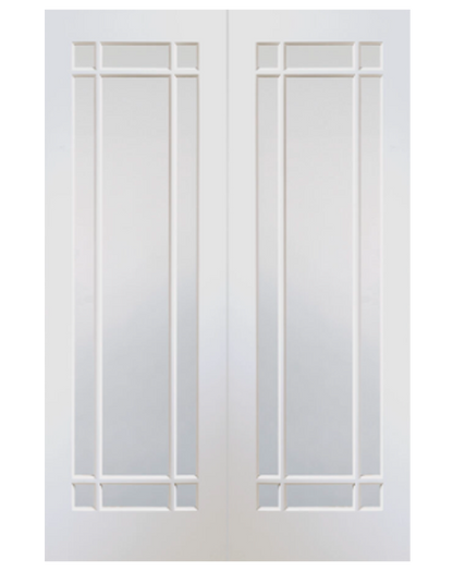 Cheshire Internal White Primed Rebated Door Pair with Clear Glass