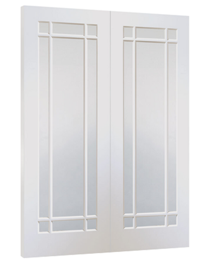 Cheshire Internal White Primed Rebated Door Pair with Clear Glass
