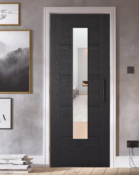 Charcoal Black Vancouver Glazed 1L Fire Door