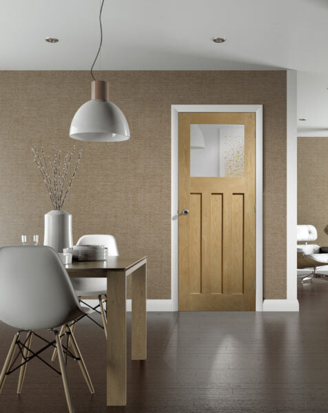 DX Unfinished Oak Door with Obscure Glass