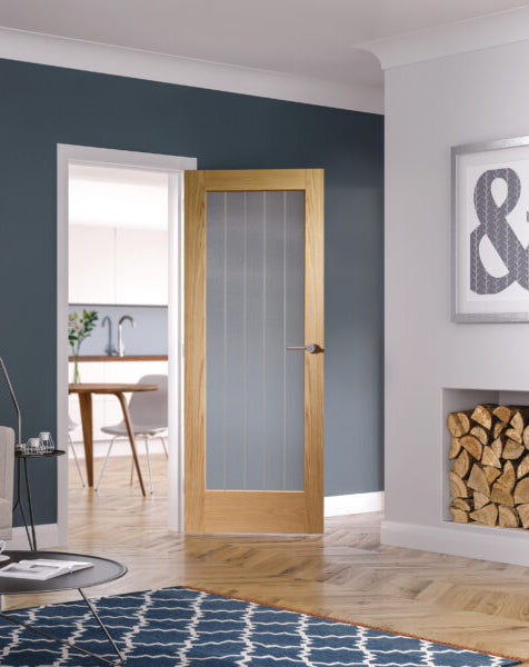 Suffolk Essential Unfinished Oak Pattern 10 with Clear Etched Glass