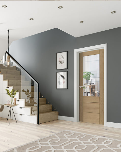 Palermo Essential Fully Finished Oak 2XG with Clear Etched Glass