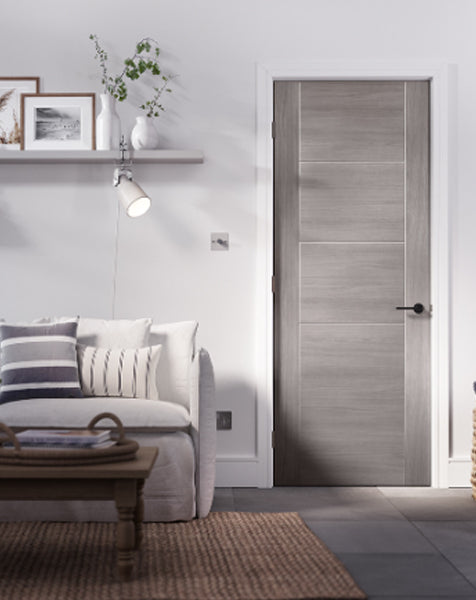 Vancouver 5P Fully Finished Laminated Light Grey FD30 Fire Door