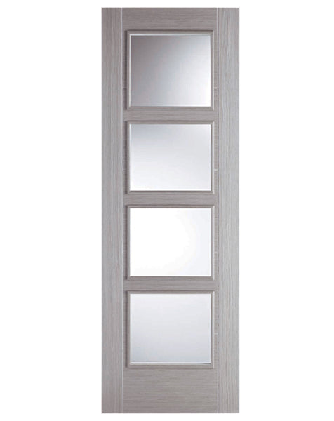 Vancouver Fully Finished Light Grey Clear Glazed 4L FD30 Fire Door🔥