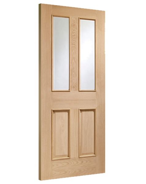 Malton With Raised Mouldings Internal Oak Door with Clear Bevelled Glass