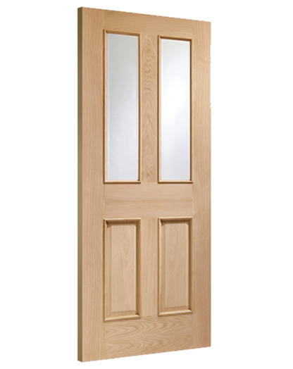 Malton With Raised Mouldings Internal Oak Door with Clear Bevelled Glass