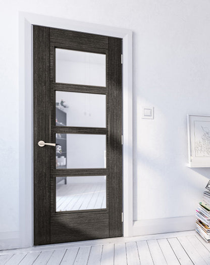 Montreal  Fully Finished Dark Grey Ash Glazed FD30 Fire Door 🔥