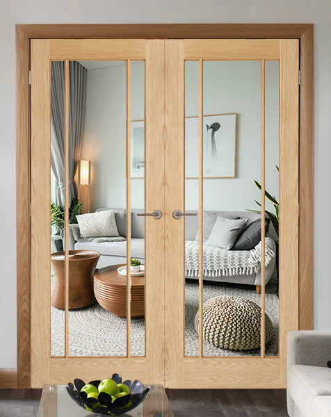 Lincoln Unfinished Oak Clear Glazed 3L Rebated Pair