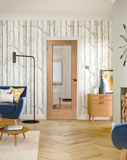 Pattern 10 Unfinished Oak Clear Glazed 1L FD30 Fire Door🔥