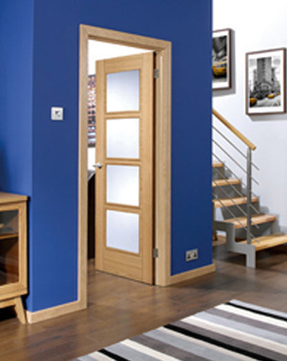 Vancouver Fully Finished Oak Glazed 4L Clear Glazed FD30 Fire Door