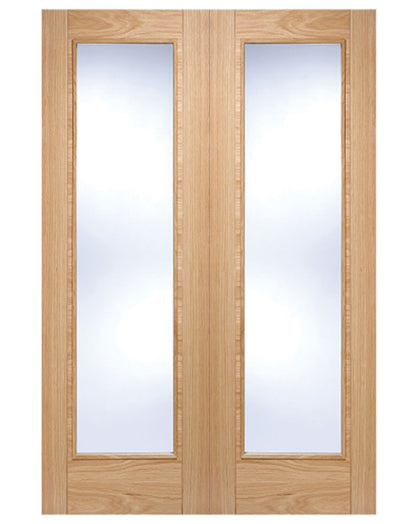 Vancouver Fully Finished Oak 1L Clear Glazed Rebated Pair