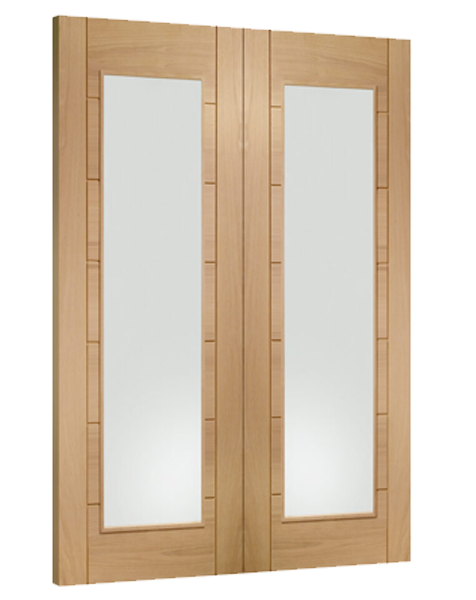 Palermo Unfinished Oak Rebated Door Pair with Clear Glass