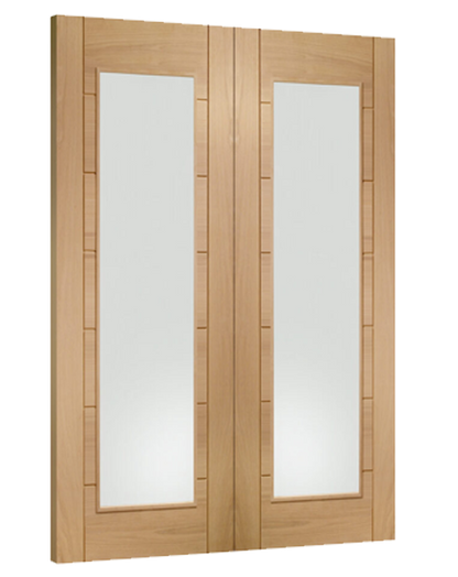 Palermo Unfinished Oak Rebated Door Pair with Clear Glass