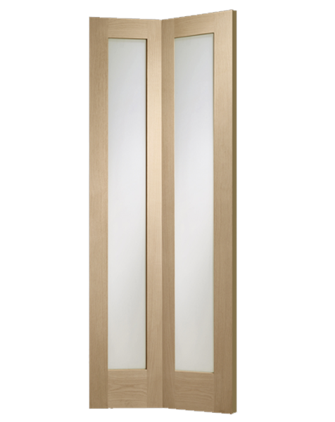 Pattern 10 Bi-Fold Unfinished Oak Door with Clear Glass