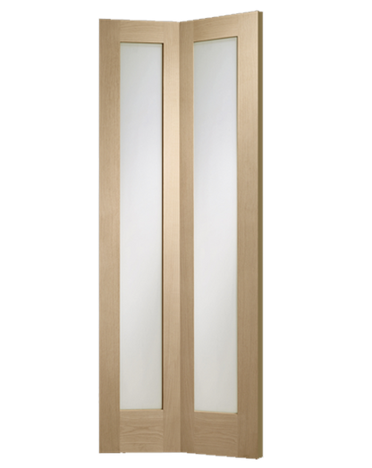 Pattern 10 Bi-Fold Unfinished Oak Door with Clear Glass