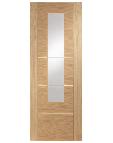 Portici Pre-Finished Internal Oak Door with Clear Glass