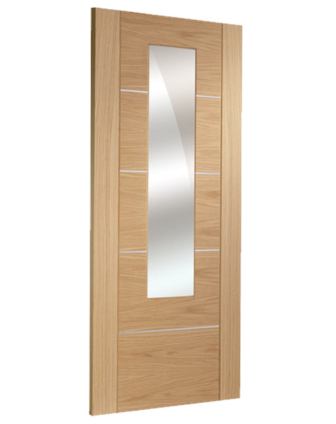 Portici Pre-Finished Internal Oak Door with Clear Glass