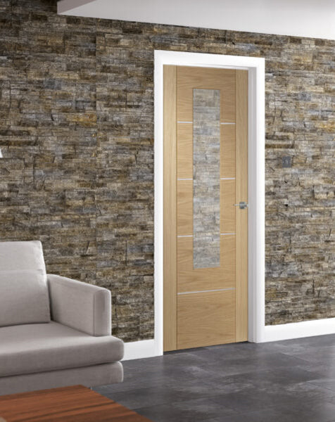 Portici Pre-Finished Oak Door with Mirror Panel