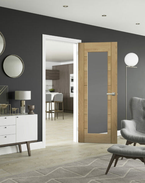 Palermo Original 1 Light Unfinished Oak Door with Clear Glass