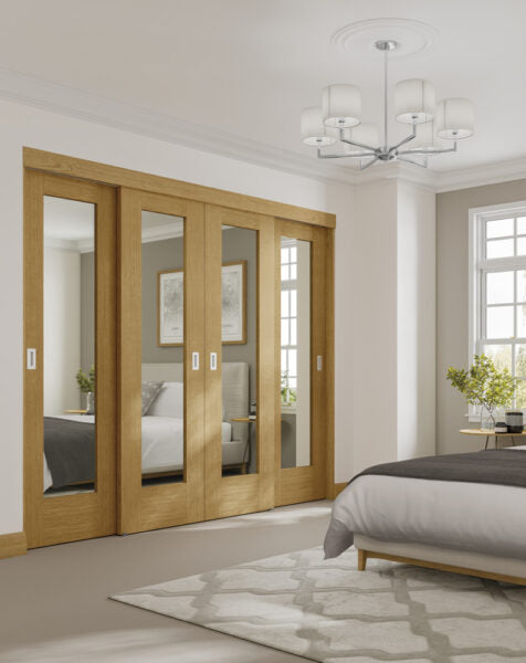 Pattern 10 Unfinished Oak Door with Mirror Panel