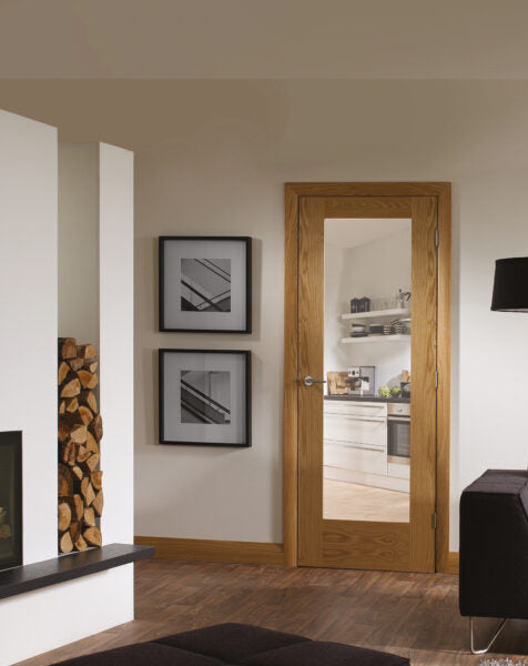 Pattern 10 Unfinished Oak with Clear Glass FD30 Fire Door🔥