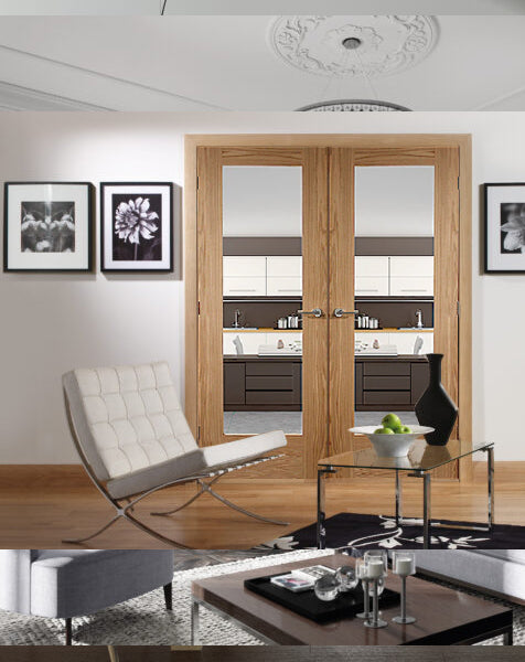 Pattern 10 Unfinished Oak Rebated Door Pair with Clear Glass