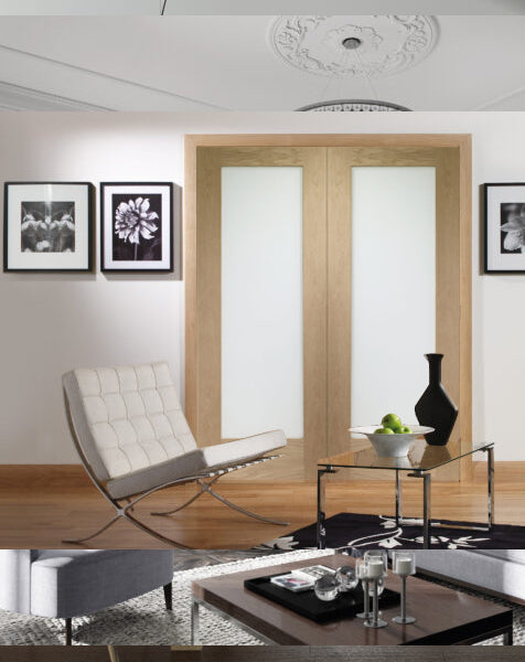 Pattern 10 Unfinished Oak Rebated Door Pair with Obscure Glass