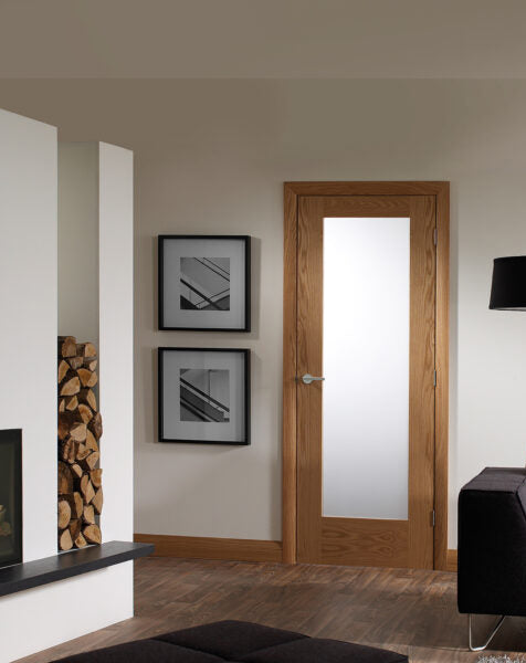Pattern 10 Fully Finished Internal Oak Door with Obscure Glass