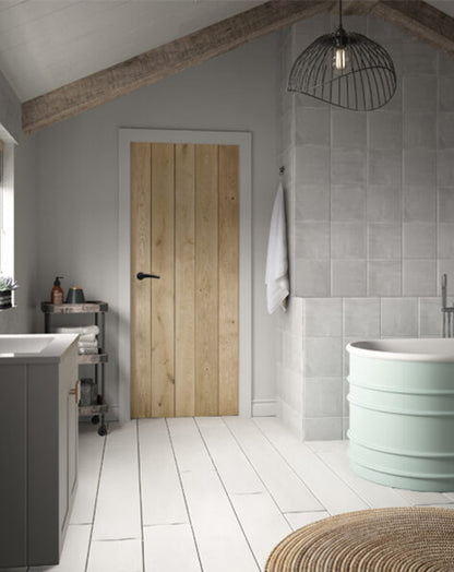 Rustic Unfinished Oak Ledged Door