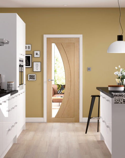 Salerno Internal Unfinished Oak Door with Clear Glass