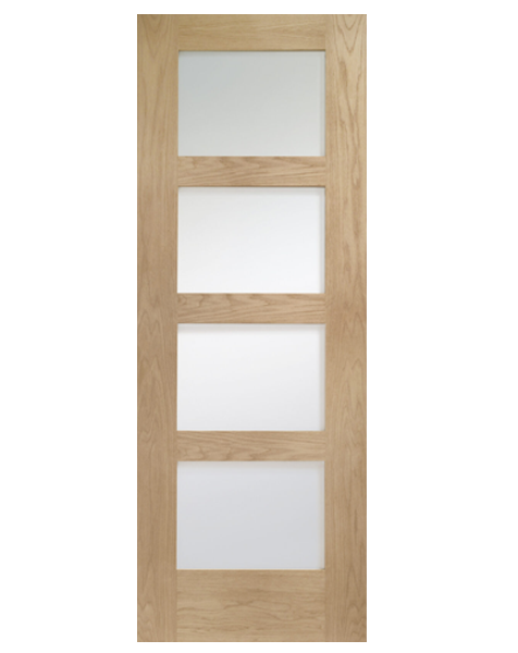 Shaker 4 Light Pre-Finished Internal Oak Door with Clear Glass