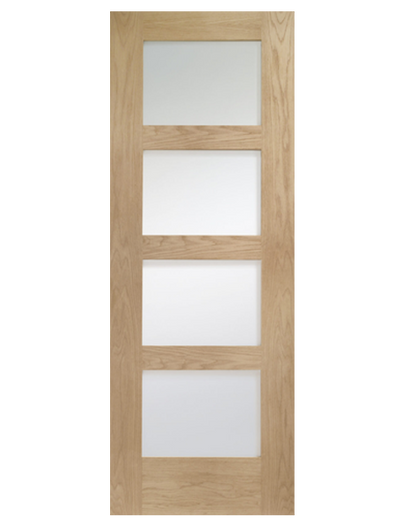 Shaker 4 Light Pre-Finished Internal Oak Door with Clear Glass