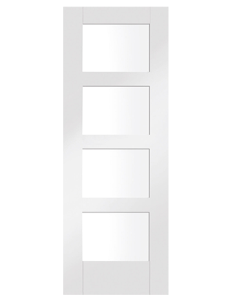 Shaker 4 Light with Clear Glass White Primed FD30 Fire Door 🔥
