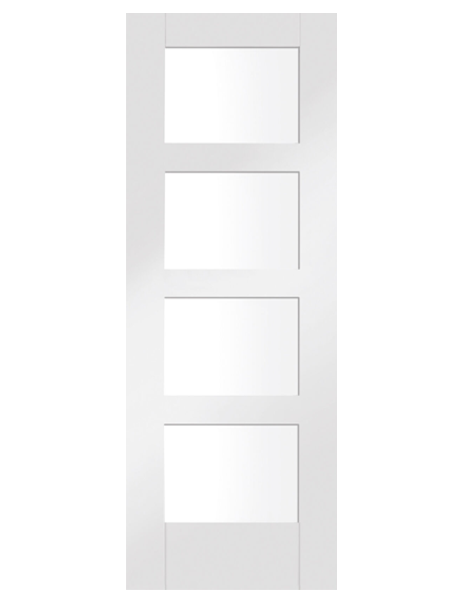 Shaker 4 Light Internal White Primed Door with Clear Glass